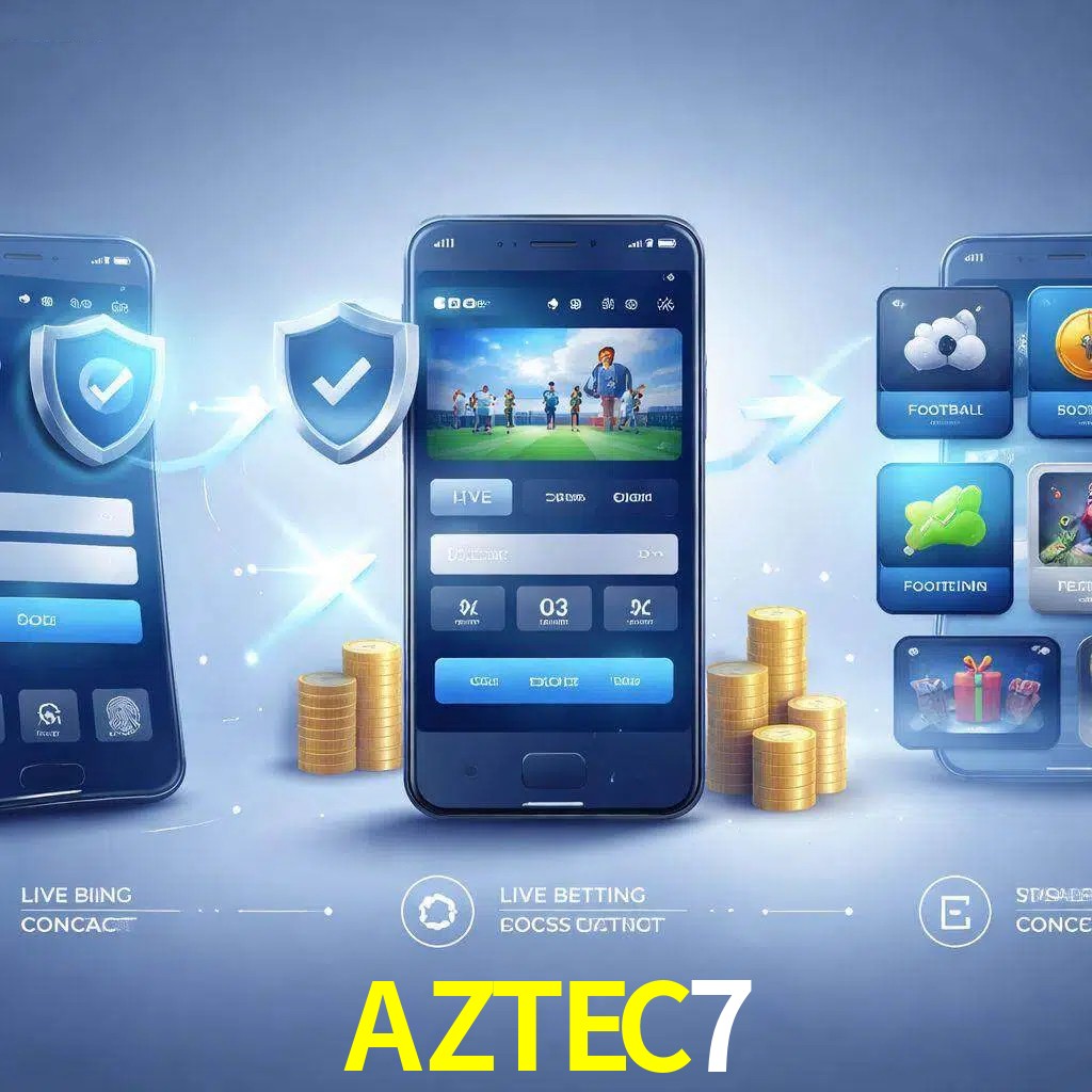 Pasos de acceso a la app AZTEC7 en pantalla de teléfono móvil